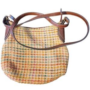 Fossil woven jute crossbody shoulder bag boho summer